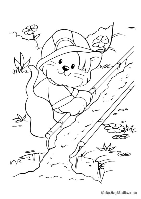 Chat Bâtisseur - Page de Coloriage