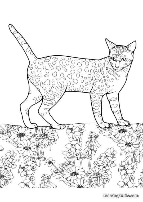Chat Tacheté - Page de Coloriage