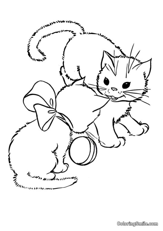 Chat avec Chaton - Page de Coloriage