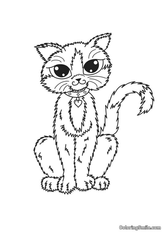Chat avec une Médaille - Page de Coloriage