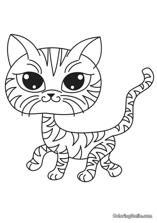 Chat à Grande Tête - Page de Coloriage
