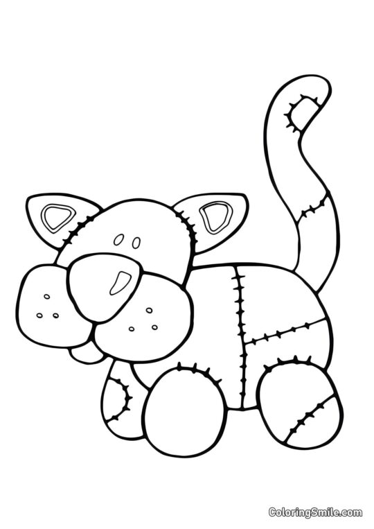 Chat Jouet en Patchwork - Page de Coloriage