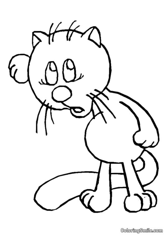 Chat Écoutant du Bruit - Page de Coloriage