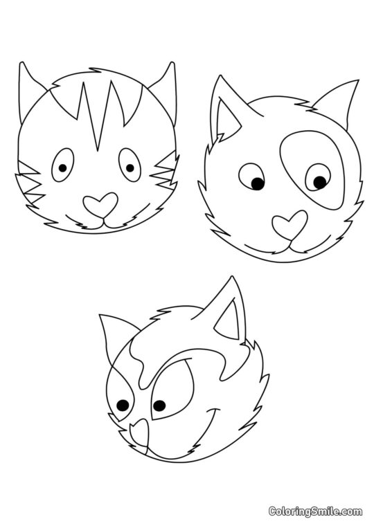 Trois Chats - Page de Coloriage