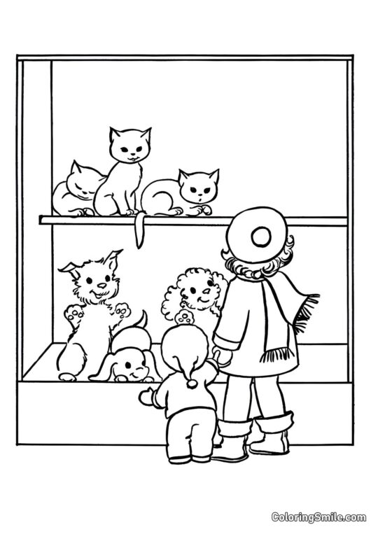 Chats et Chiens - Page de Coloriage