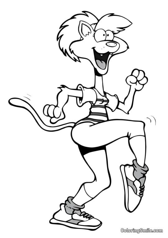 Chat de Dessin Animé en Baskets - Page de Coloriage