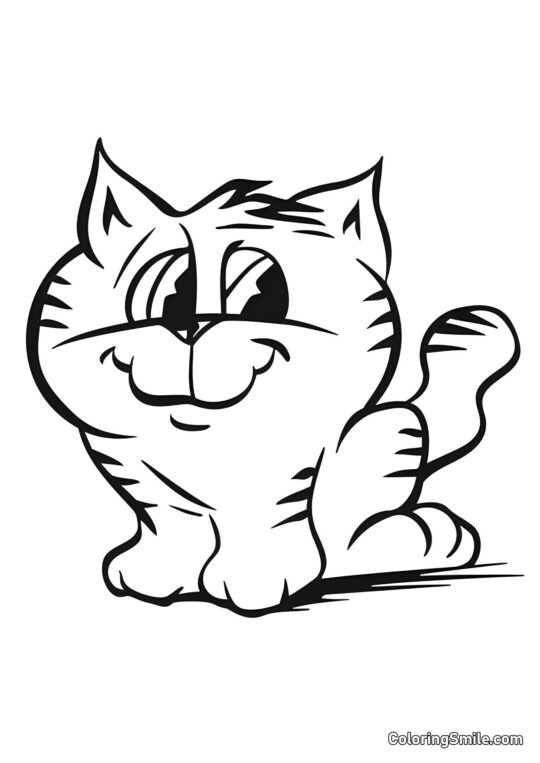 Chat Joyeux - Page de Coloriage