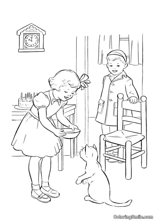 Chat Debout sur ses Pattes Arrières - Page de Coloriage
