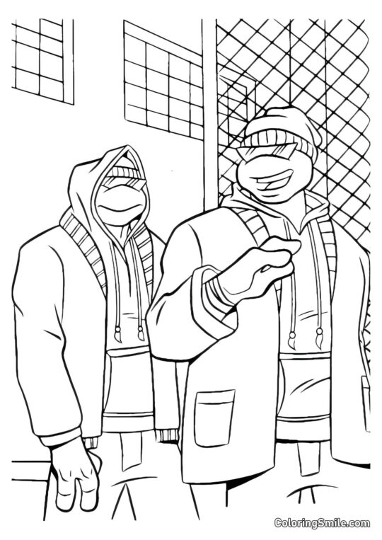 Les Tortues Ninja en Déguisement - Page de Coloriage