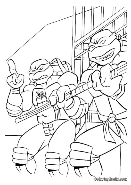 Les Tortues Ninja Préparent la Bataille - Page de Coloriage