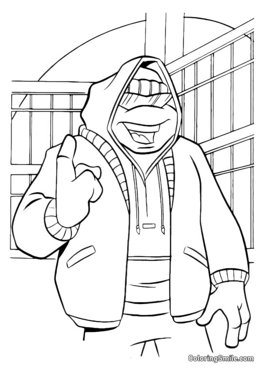 La Tortue Ninja en Veste - Page de Coloriage