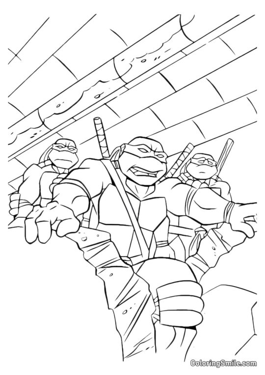 Les Tortues Ninja dans le Métro - Page de Coloriage