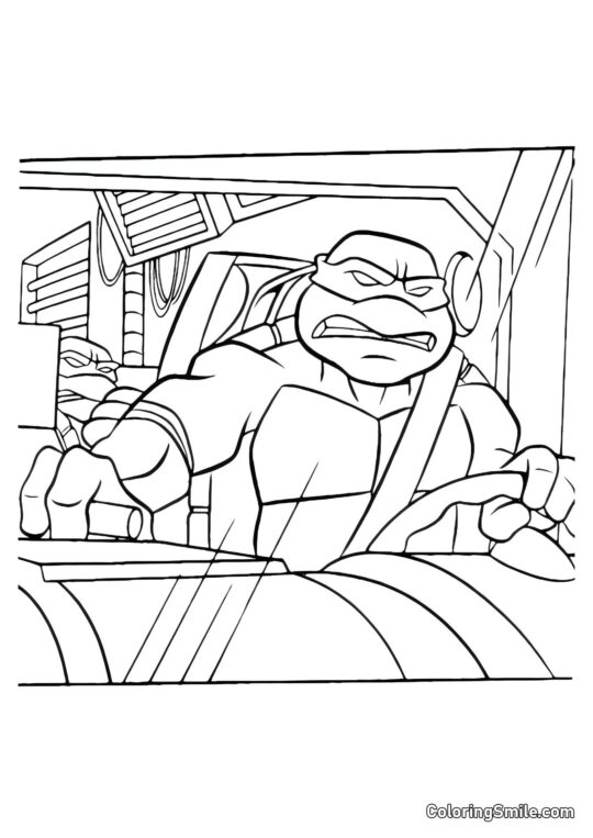 La Tortue Ninja Conduit - Page de Coloriage