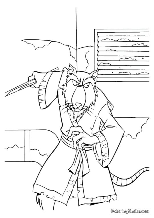 Maître Splinter en Alerte - Page de Coloriage