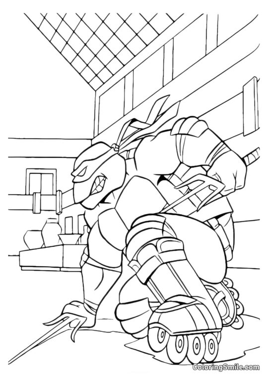 Raphaël sur Patins à Roulettes - Page de Coloriage