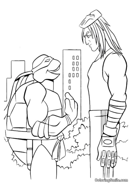 La Tortue Ninja Parle avec un Humain - Page de Coloriage