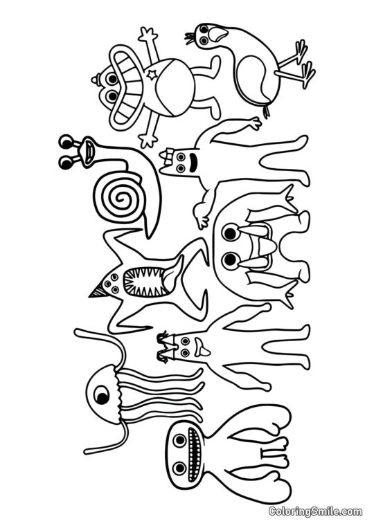 Personnages de la maternelle Banban 2 et 3 ensemble - Page de Coloriage