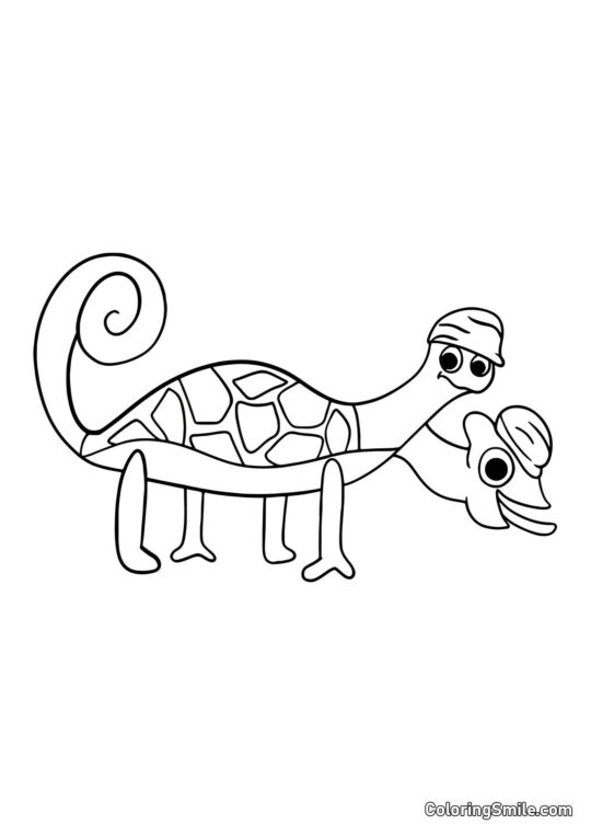 Tamataki et Chamataki tortue-caméléon - Page de Coloriage