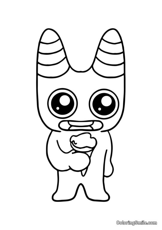 Kawaii Banban avec une glace - Page de Coloriage
