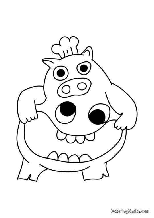 Monstre affamé Chef Pigster - Page de Coloriage