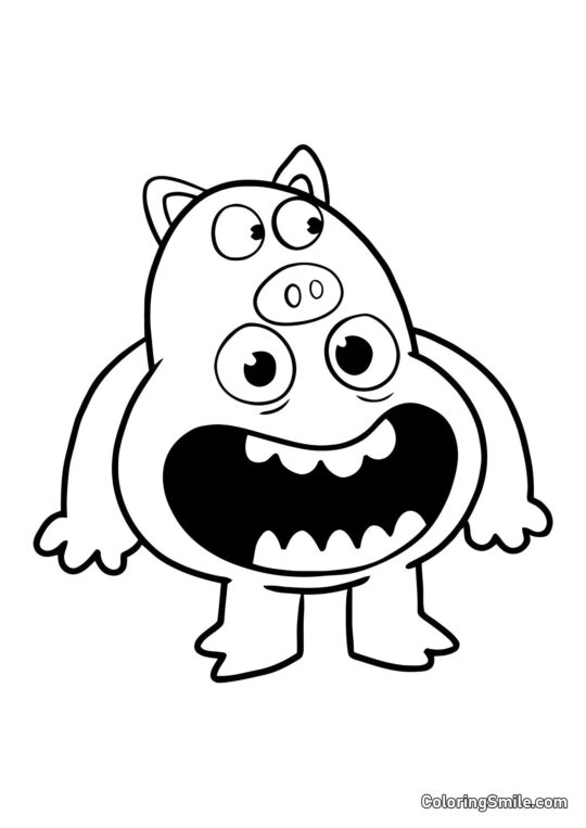 Chef Pigster semblable à un cochon - Page de Coloriage