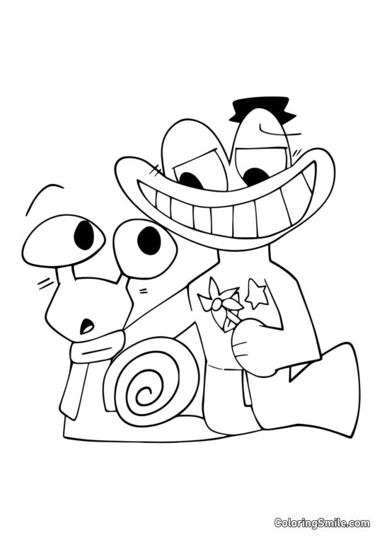 Escargot Selene et Shérif Jeff - Page de Coloriage