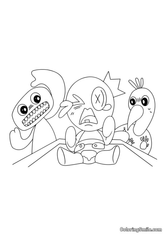 Héros de la maternelle Banban et ami arc-en-ciel bleu - Page de Coloriage