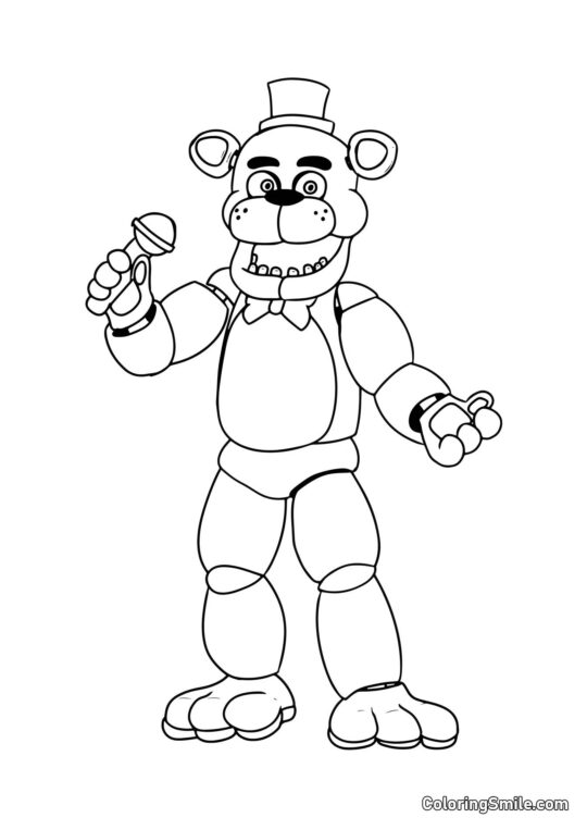 Freddy avec Microphone Freddy avec Microphone - Page de Coloriage