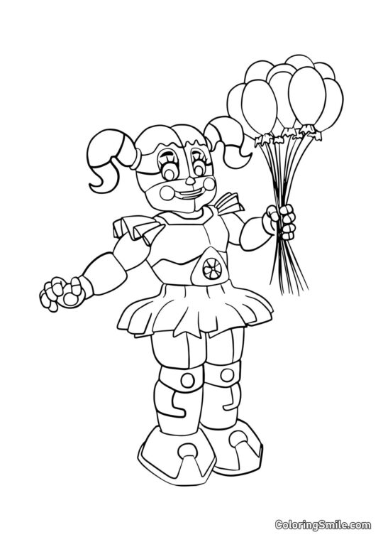Baby Circus Baby avec Balloons Baby Circus Baby avec Balloons - Page de Coloriage