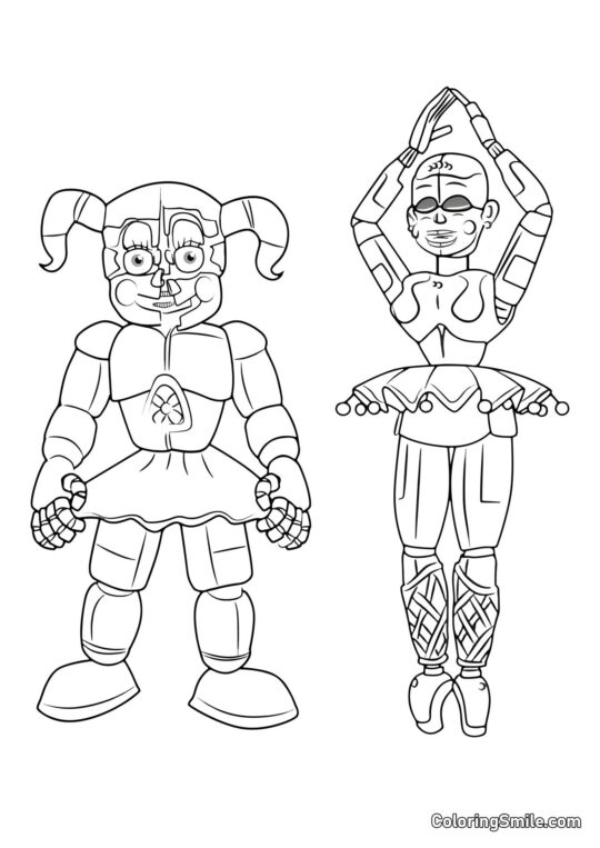 Baby et Ballora de FNAF Baby et Ballora de FNAF - Page de Coloriage