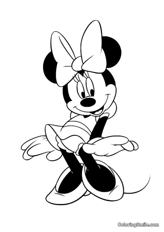 Minnie avec un grand nœud Minnie avec un grand nœud - Page de Coloriage