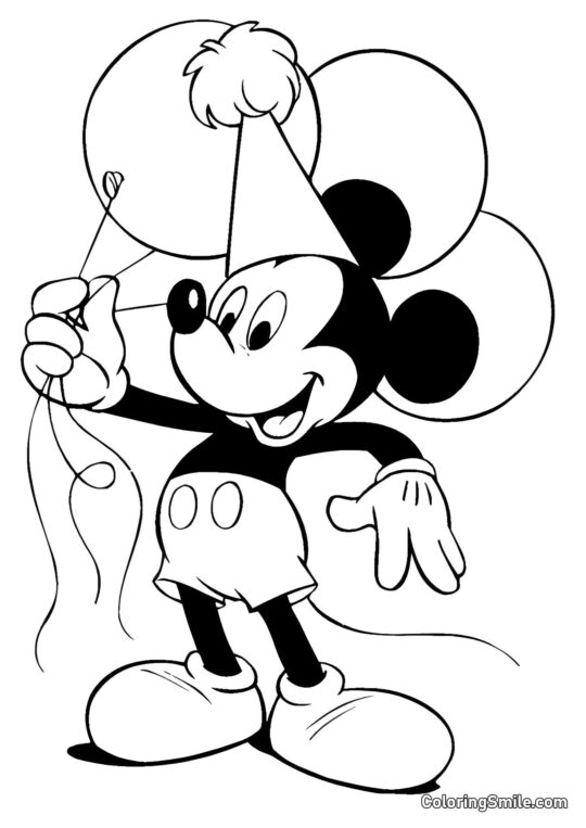 Mickey Mouse avec des ballons Mickey Mouse avec des ballons - Page de Coloriage
