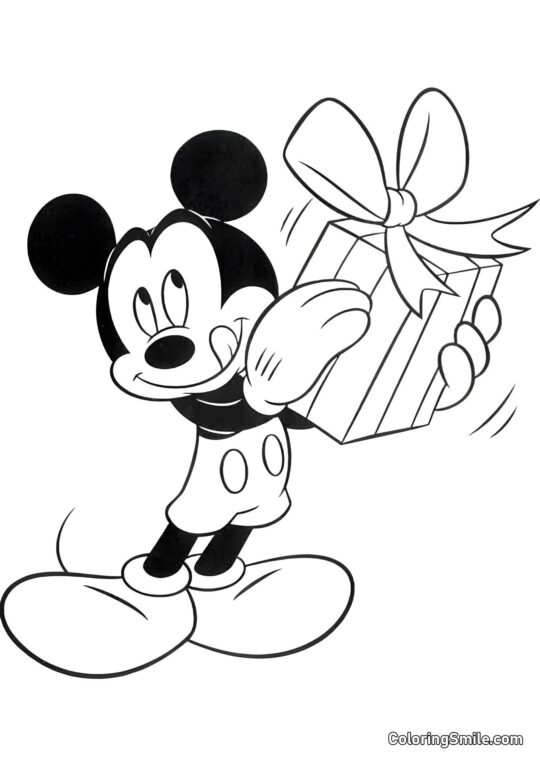 Mickey Mouse en attente d’une célébration Mickey Mouse en attente d’une célébration - Page de Coloriage