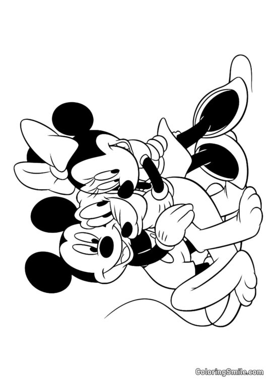 Mickey, Minnie et Pluto Mickey, Minnie et Pluto - Page de Coloriage