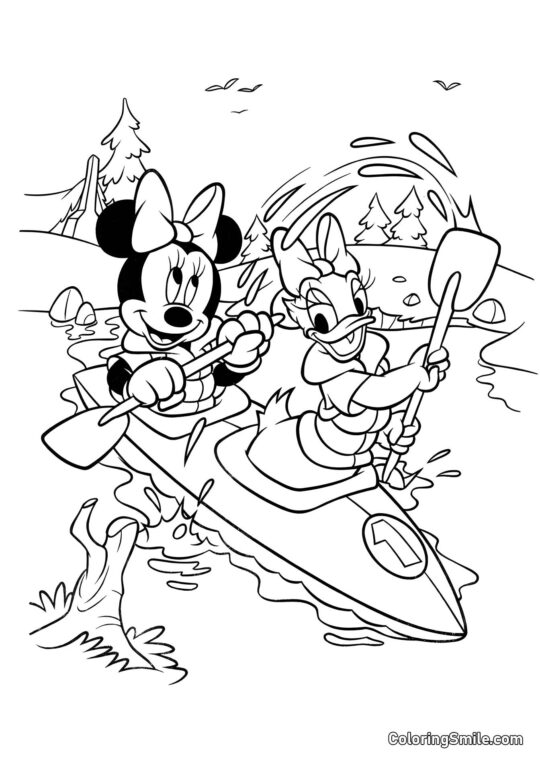 Minnie dans un bateau Minnie dans un bateau - Page de Coloriage