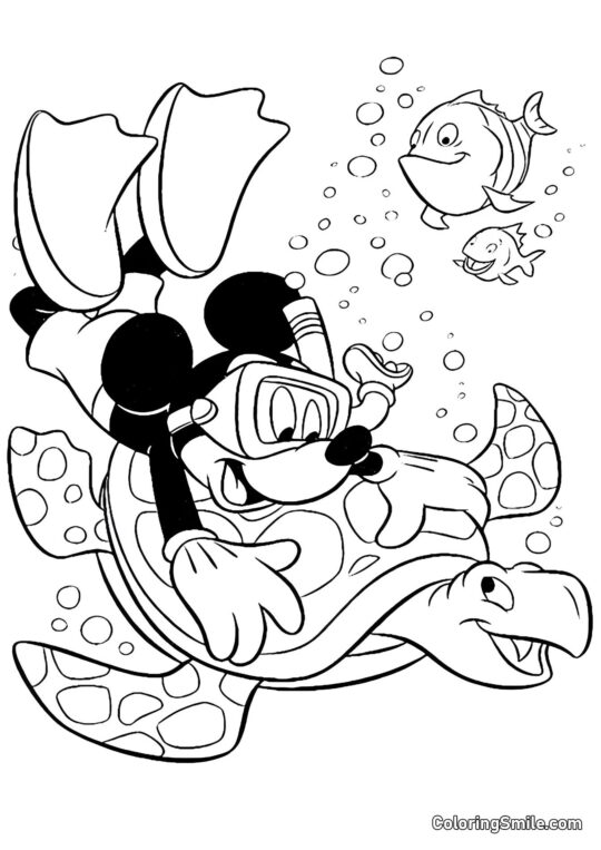 Mickey Mouse dans le monde sous-marin Mickey Mouse dans le monde sous-marin - Page de Coloriage