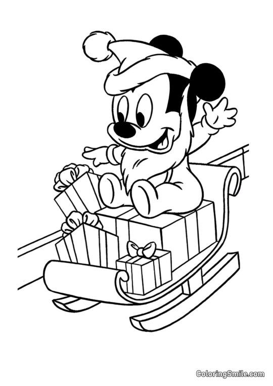 Petit Mickey avec des cadeaux Petit Mickey avec des cadeaux - Page de Coloriage