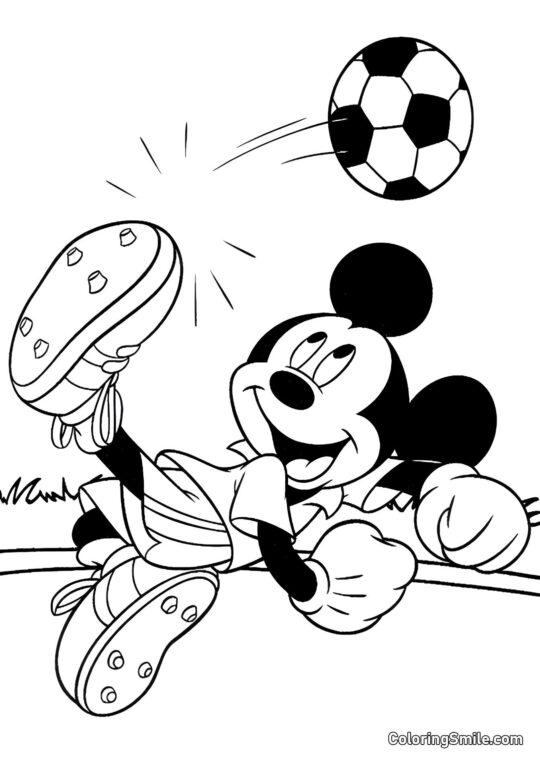 Mickey Mouse jouant au football Mickey Mouse jouant au football - Page de Coloriage