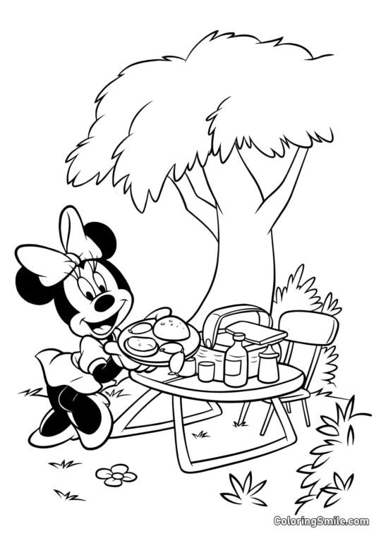 Minnie lors d’un pique-nique Minnie lors d’un pique-nique - Page de Coloriage