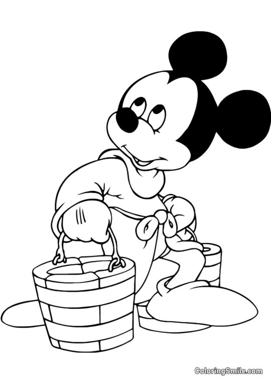 Mickey Mouse avec des seaux Mickey Mouse avec des seaux - Page de Coloriage