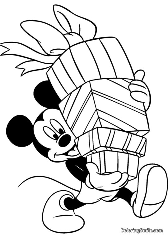 Mickey Mouse se précipite vers une célébration Mickey Mouse se précipite vers une célébration - Page de Coloriage