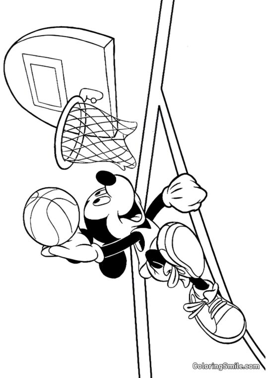 Mickey Mouse jouant au basket-ball Mickey Mouse jouant au basket-ball - Page de Coloriage