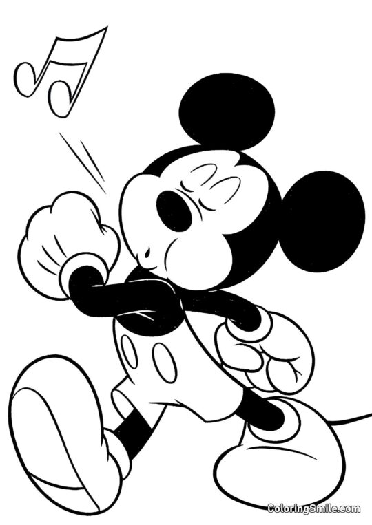 Mickey Mouse marchant en chantant Mickey Mouse marchant en chantant - Page de Coloriage