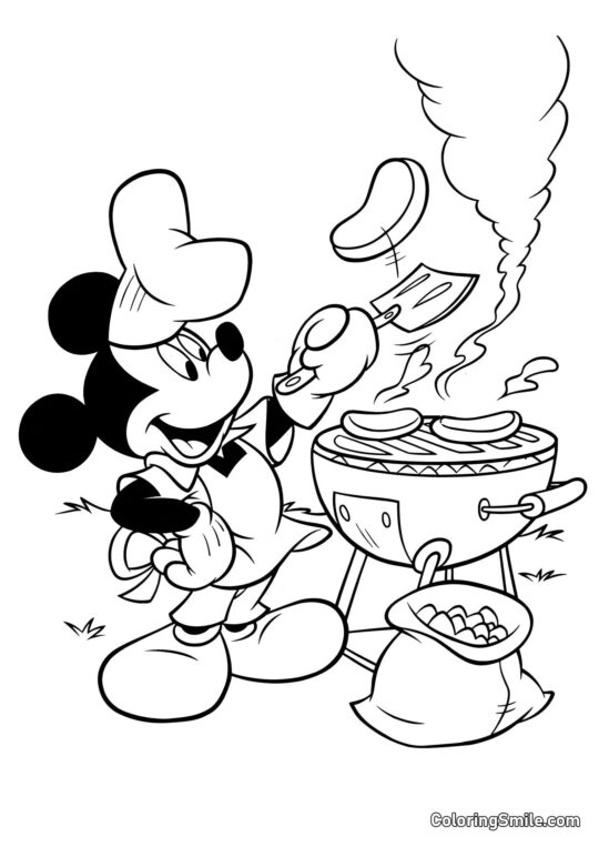 Mickey Mouse et barbecue Mickey Mouse et barbecue - Page de Coloriage