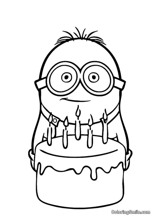 Minion à l&rsquo;Anniversaire - Page de Coloriage