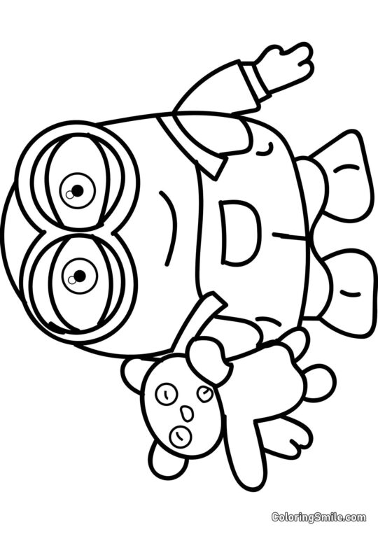 Bob avec Ours en Peluche - Page de Coloriage