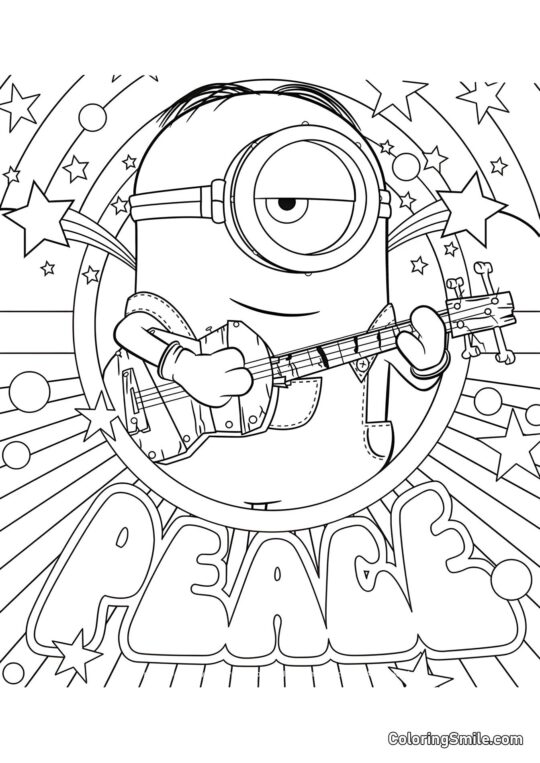 Stuart avec Guitare - Page de Coloriage