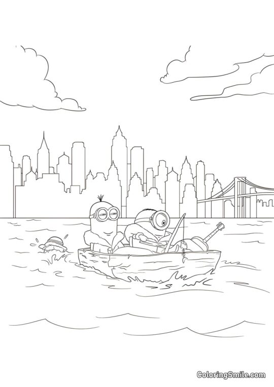 Minions sur le Fleuve Hudson - Page de Coloriage