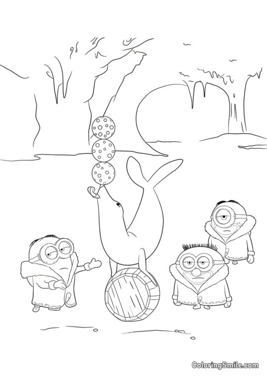 Minions au Cirque - Page de Coloriage