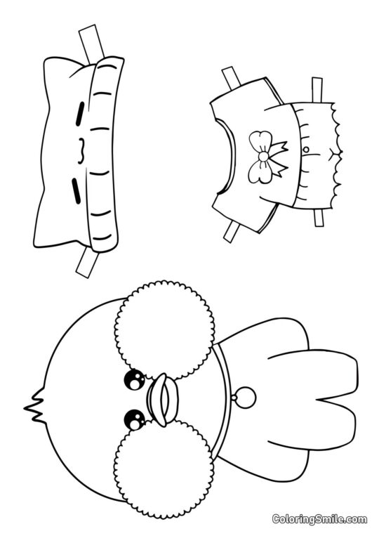 Lalafanfan avec des vêtements (débardeur, jupe et chapeau) - Page de Coloriage